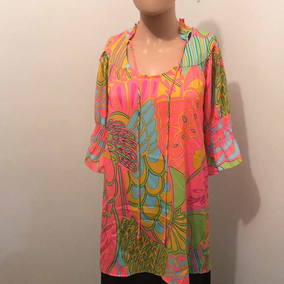 NWT JB Julie Brown NYC Shirt Pink Tropicana Small - Picture 1 of 7